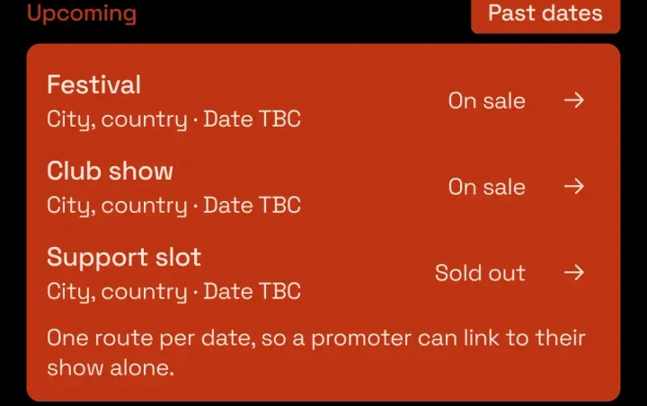 Tour dates: what's on sale